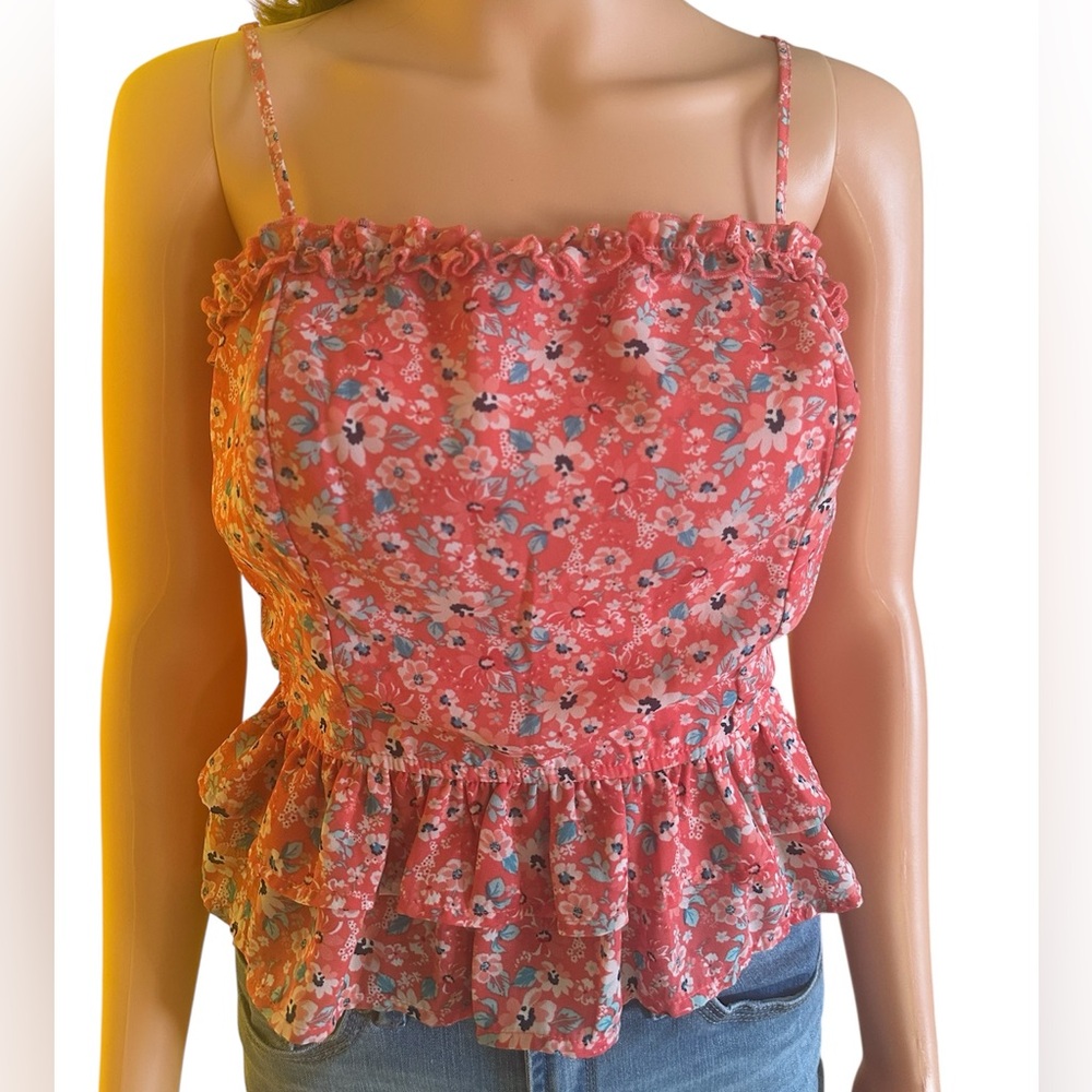 Trixxi Floral Pink Camisole with Ruffles